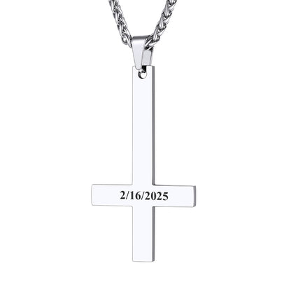 Personalized Upside Down Cross Necklace for Men Women