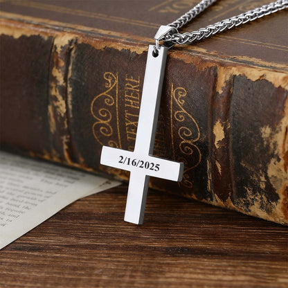 Personalized Upside Down Cross Necklace in Steel