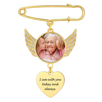 Personalized Wedding Bouquet Picture Brooch Pins Gold Plated