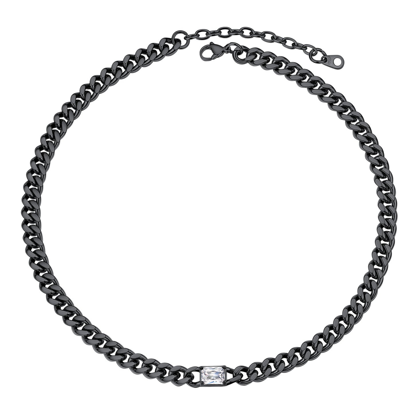 Personalized White Cuban Link Choker Necklace  Black plated