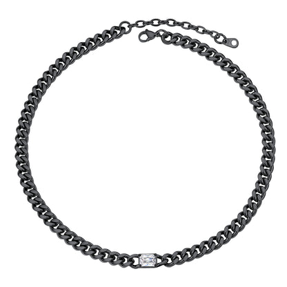 Personalized White Cuban Link Choker Necklace  Black plated