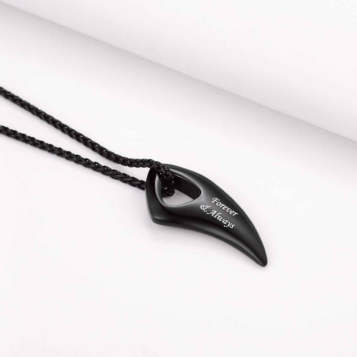 Personalized Wolf Tooth Necklace Blackl Plated