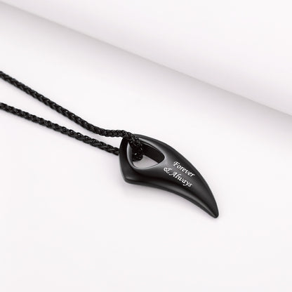 Personalized Wolf Tooth Necklace Blackl Plated