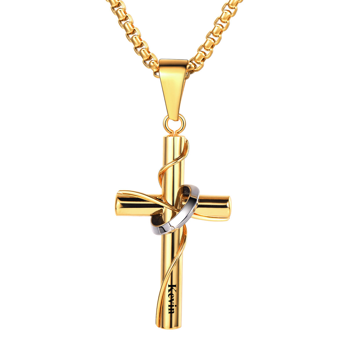 Personalized Wrap Cross Necklace Gold Plated
