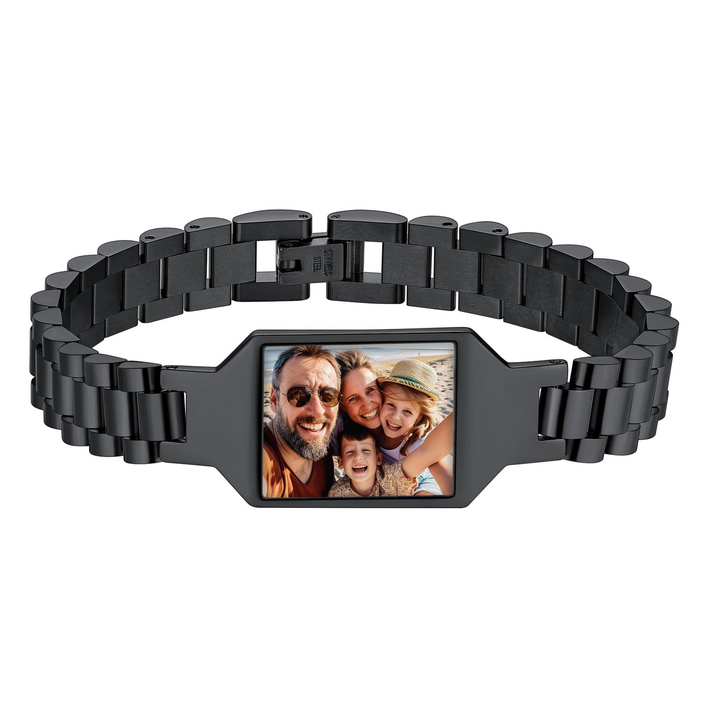 Personalized Wristband Photo Bracelet Black Plated
