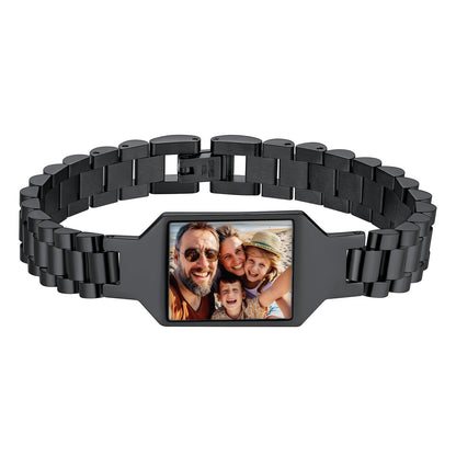 Personalized Wristband Photo Bracelet Black Plated