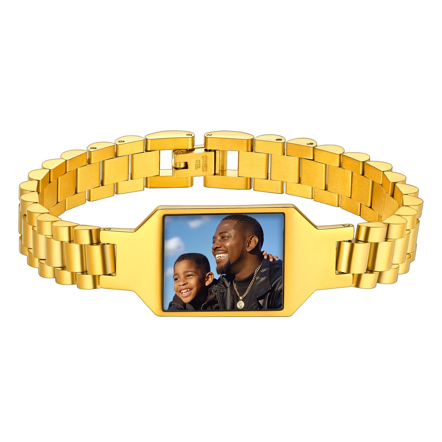 Personalized Wristband Photo Bracelet Gold Plated
