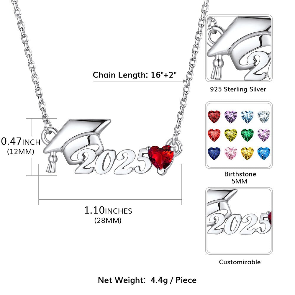 Personalized Year Birthstone Graduation Necklace: Dimension, Durable