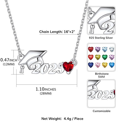 Personalized Year Birthstone Graduation Necklace: Dimension, Durable