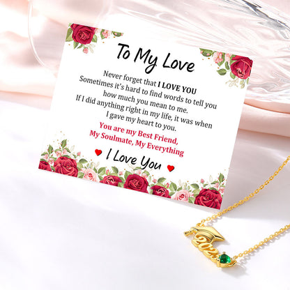 Personalized Year Birthstone Graduation Necklace with greeting card