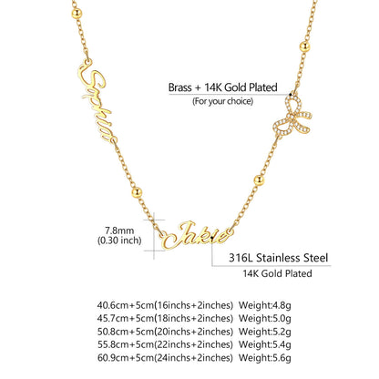  Personalized engraved nameplate necklace with bow deatail information, weight