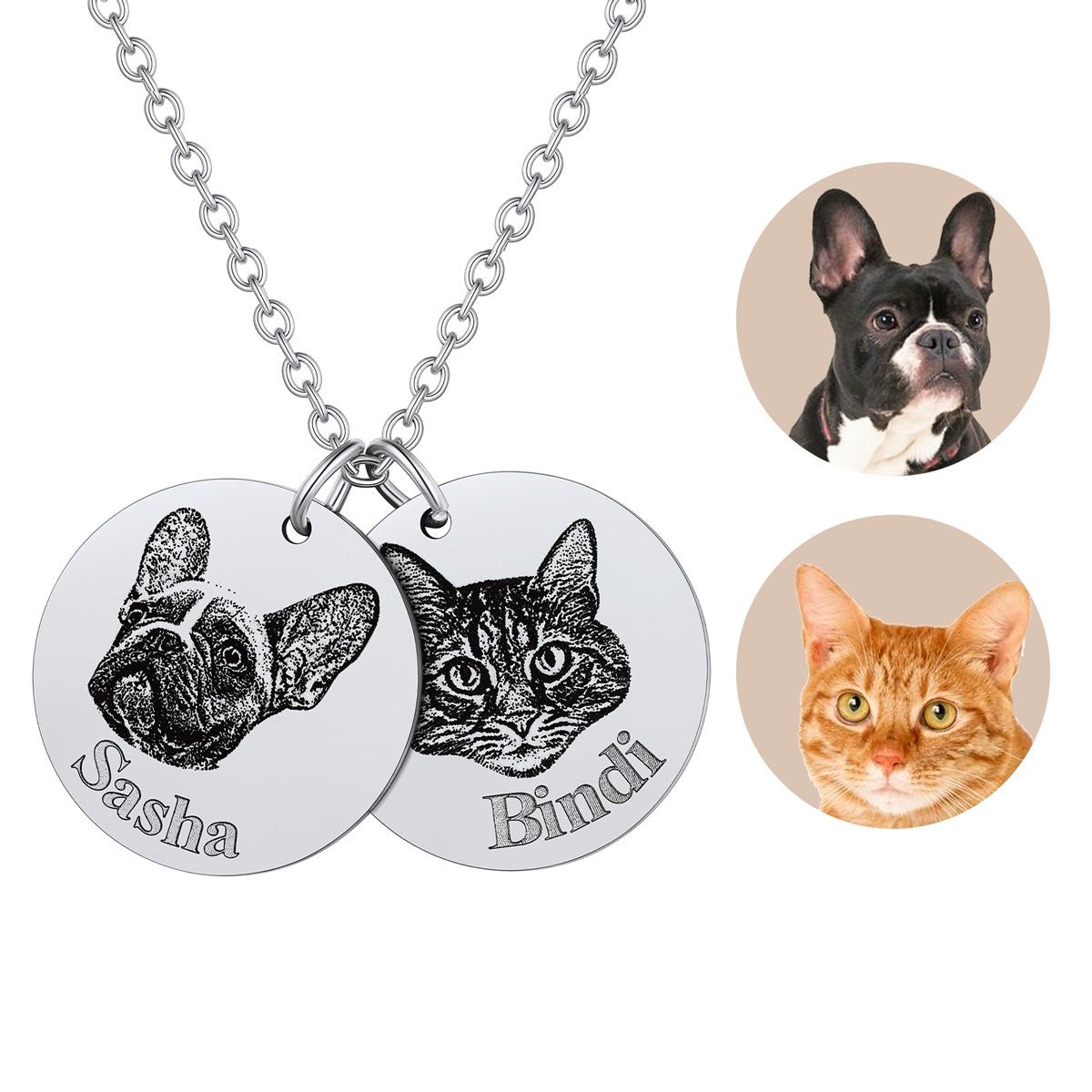 Pet Portrait Picture Necklace 2 Coin