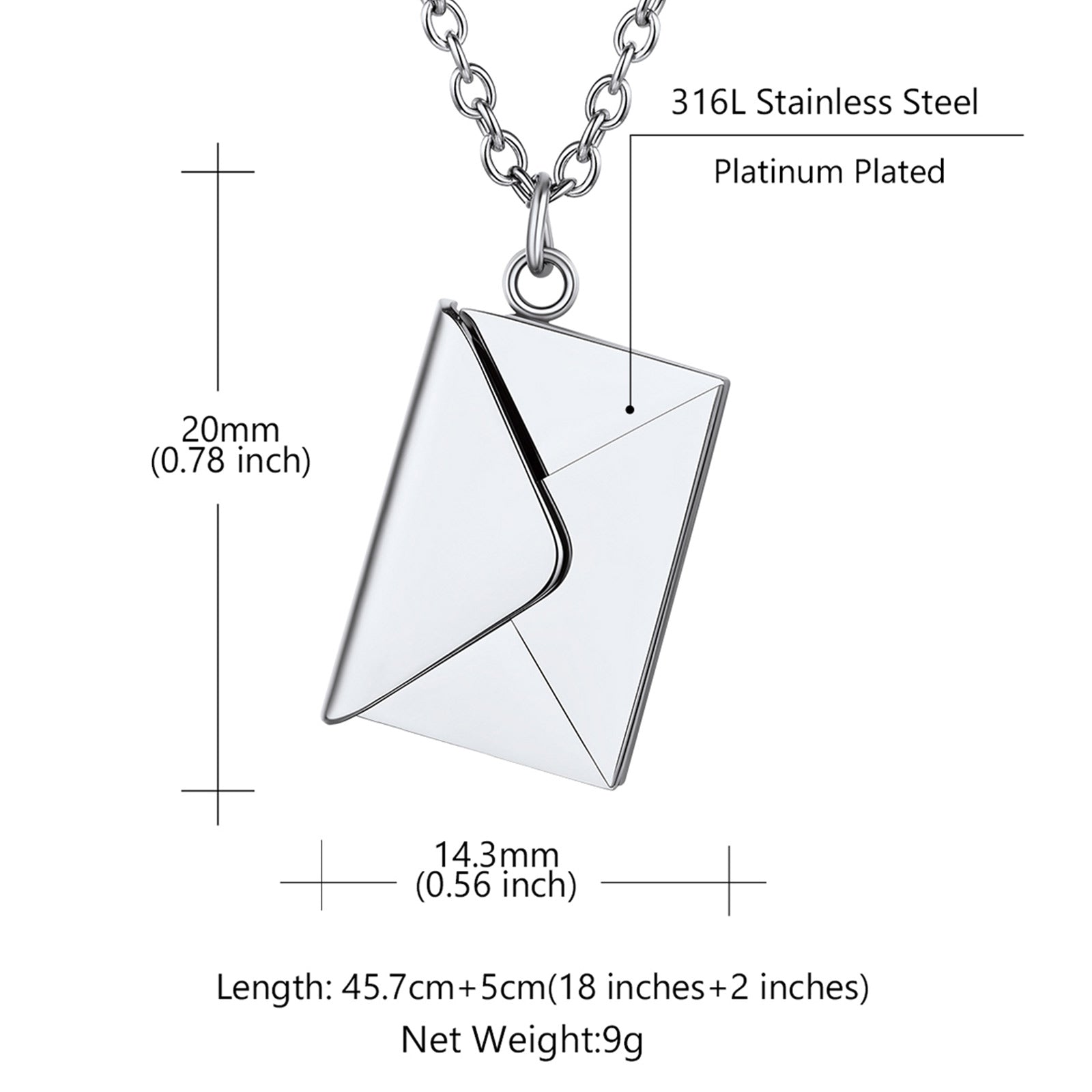 Personalized Envelope Locket Necklace With Custom Photo