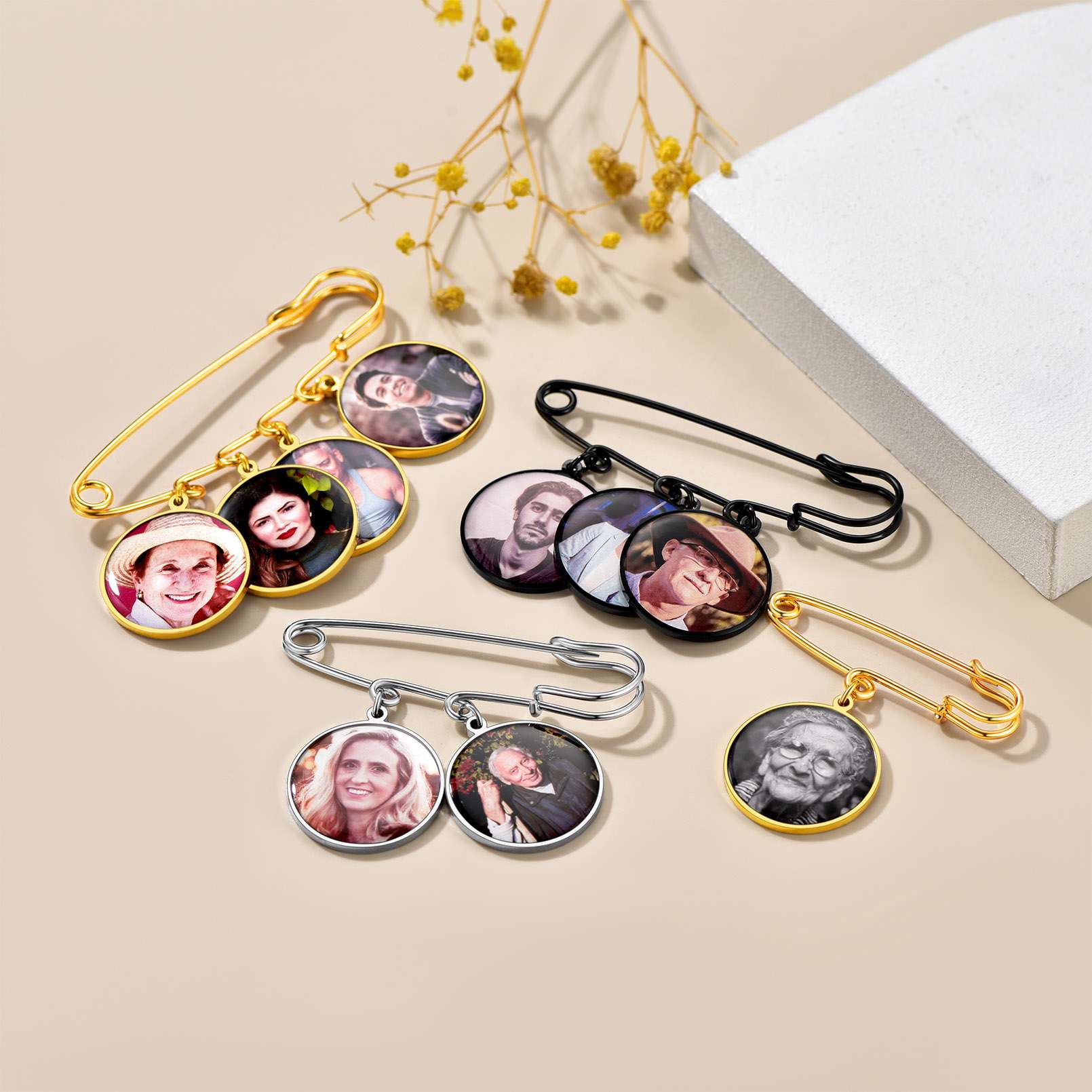 Photo Charms Brooch Pins