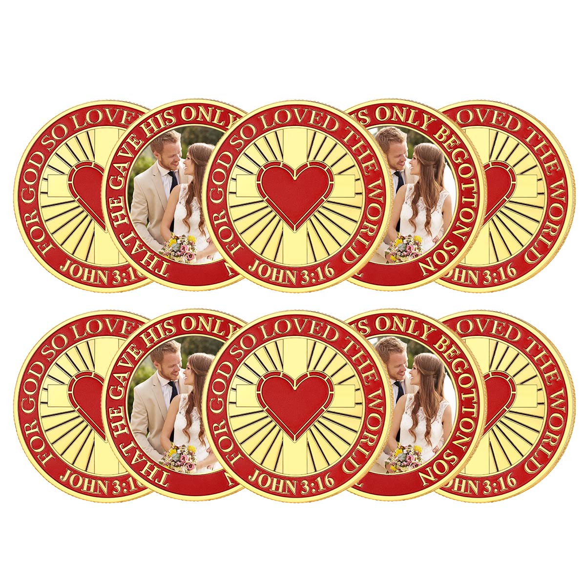 Photo Commemorative Coins Custom Wedding Coin 10pcs Gold