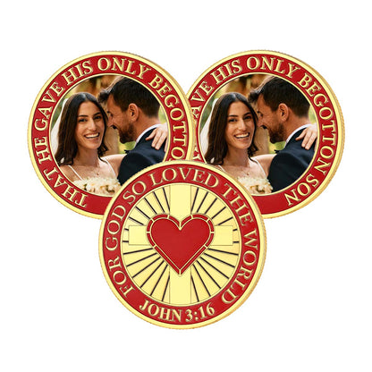 Photo Commemorative Coins Custom Wedding Coin 3pcs gold