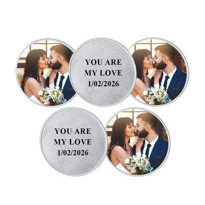 Photo Commemorative Wedding Coins with Text Pocket Coin 5pcs