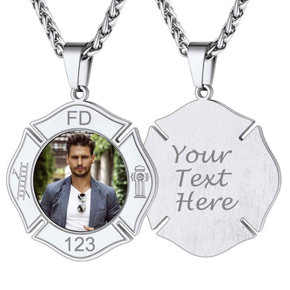 Photo Firefighter Necklace Maltese Cross Necklace