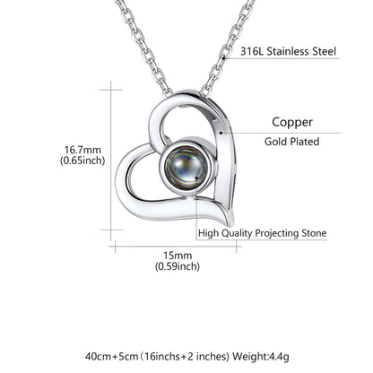 Photo Heart Projection Necklace Dimension, Durable