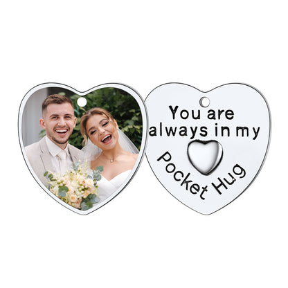 Photo Heart Wedding Coins Pocket Hug Keychain Holder 1 pc