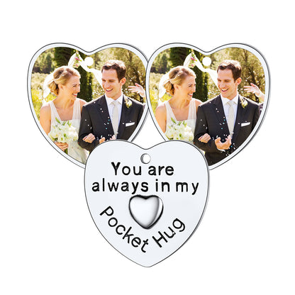 Photo Heart Wedding Coins Pocket Hug Keychain Holder 3 pcs