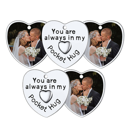 Photo Heart Wedding Coins Pocket Hug Keychain Holder 5 pcs 