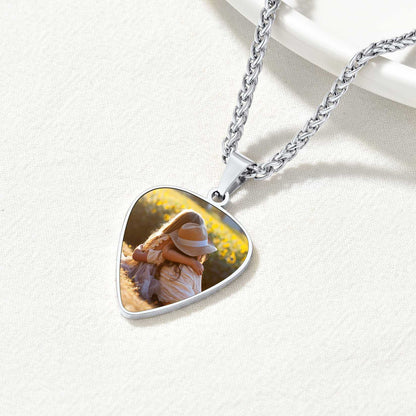 Photo Hip Hop Punk Guitar Pick Necklace in Stainlee Steel