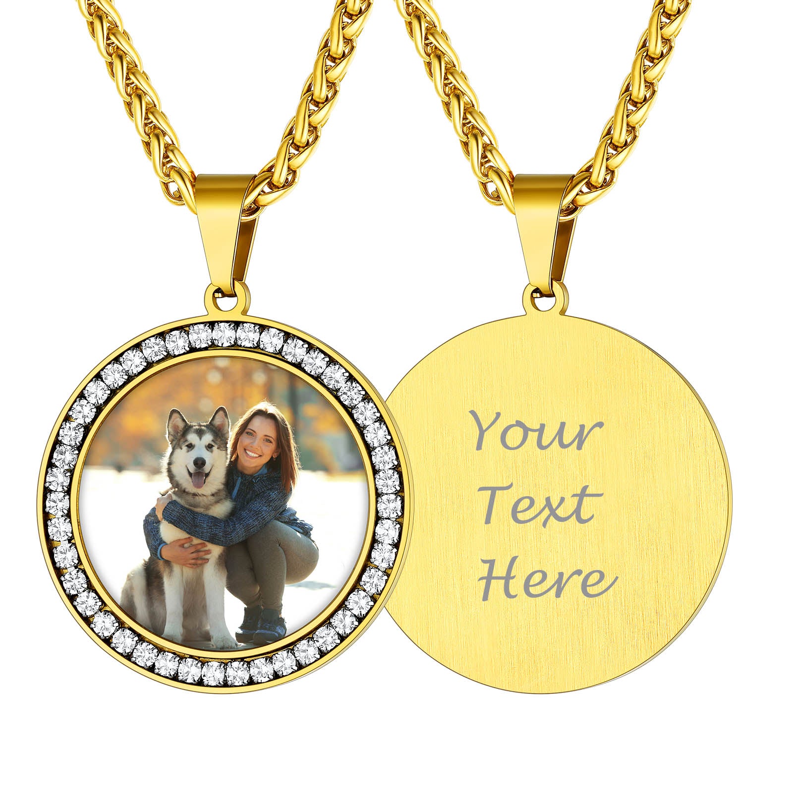 Photo Necklace CZ Picture Necklace Gold Plated