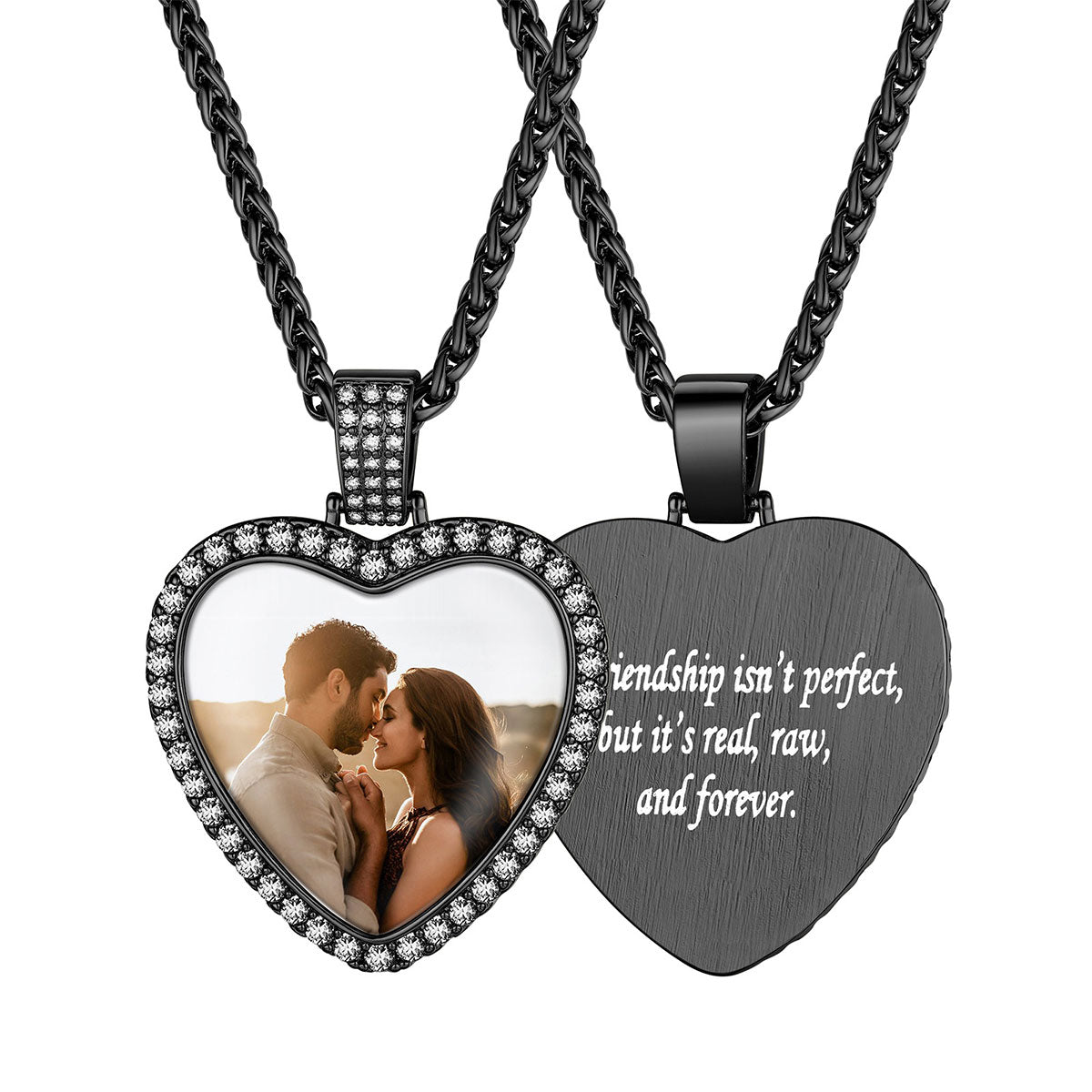Photo Pendant Necklace 37mm Black Plated