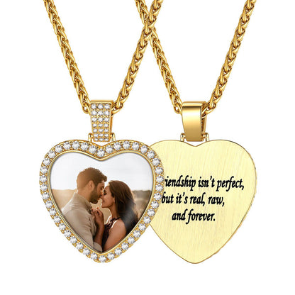 Photo Pendant Necklace 37mm Gold Plated