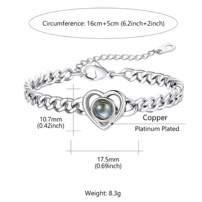 Photo Projection Bracelet Cuban Chain Bracelet Dimension, Durable, Solid