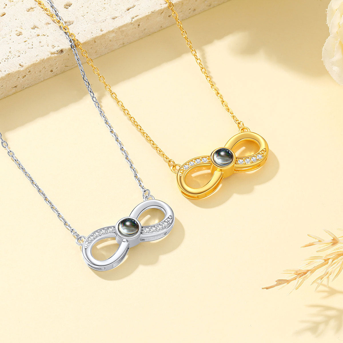 Photo Projection Infinity Necklace in different color