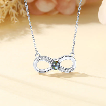 Photo Projection Infinity Necklace in silver