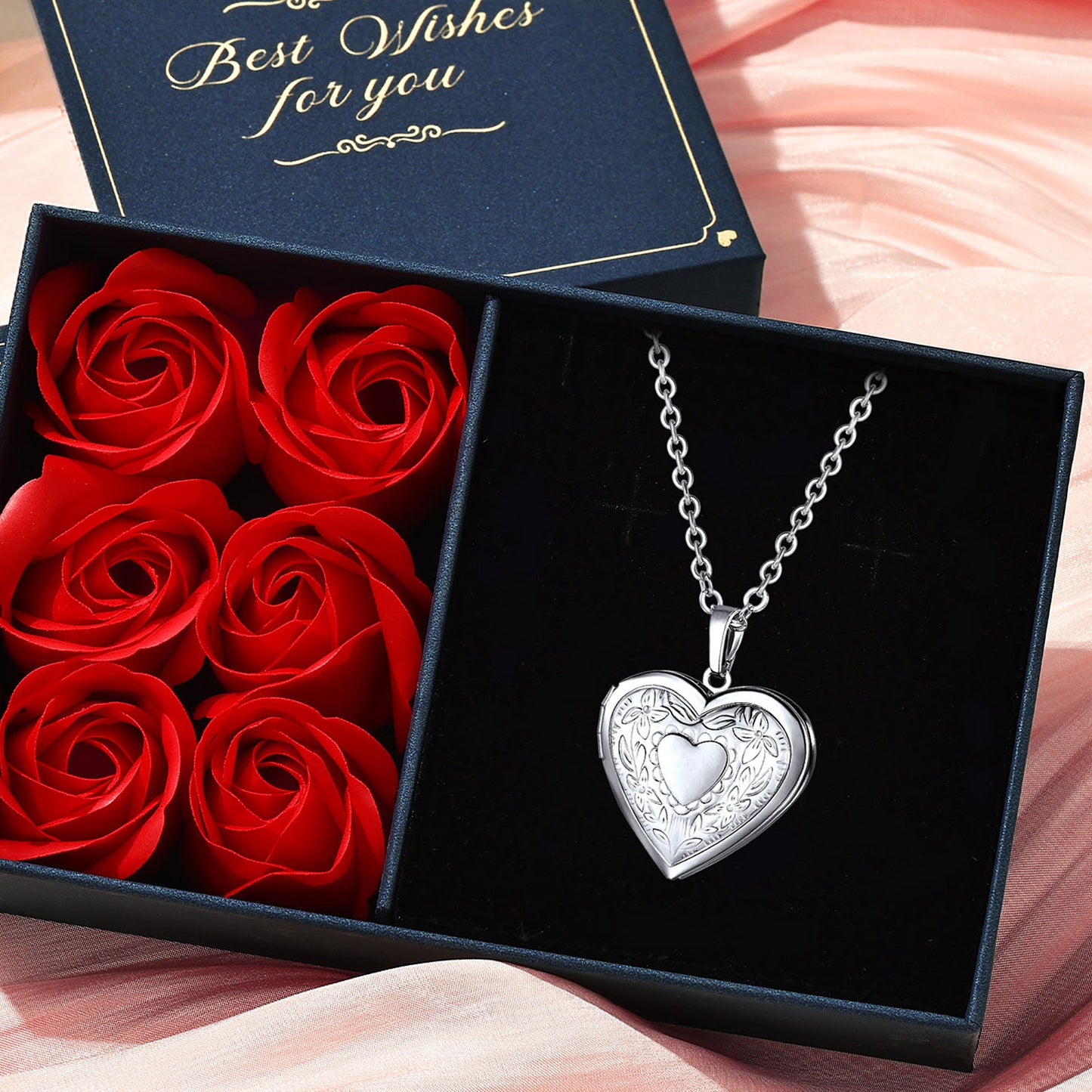 Picture Necklace Heart Flower Locket