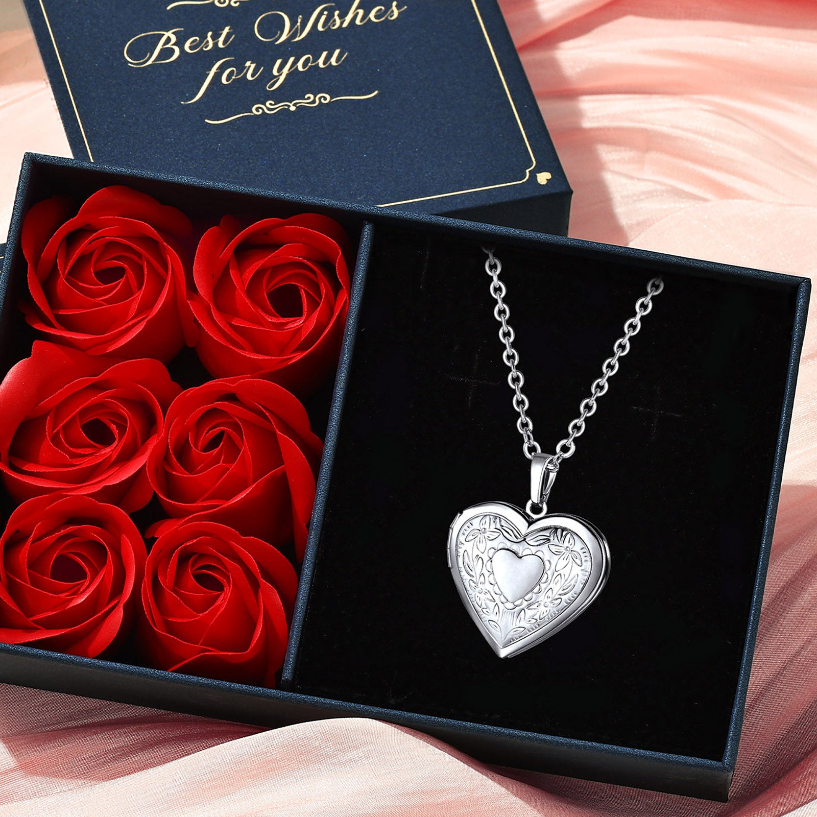 Picture Necklace Heart Flower Locket