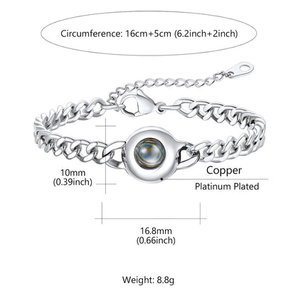 Picture Projection Bracelet Cuban Chain Bracelet Dimension, Durable, Solid