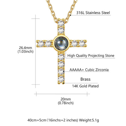 Picture Projection CZ Cross Necklace Dimension, Durable
