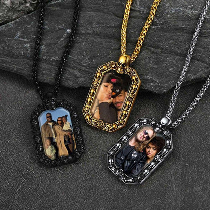 Picture Skull Octagonal Dog Tag Necklace in Different Color