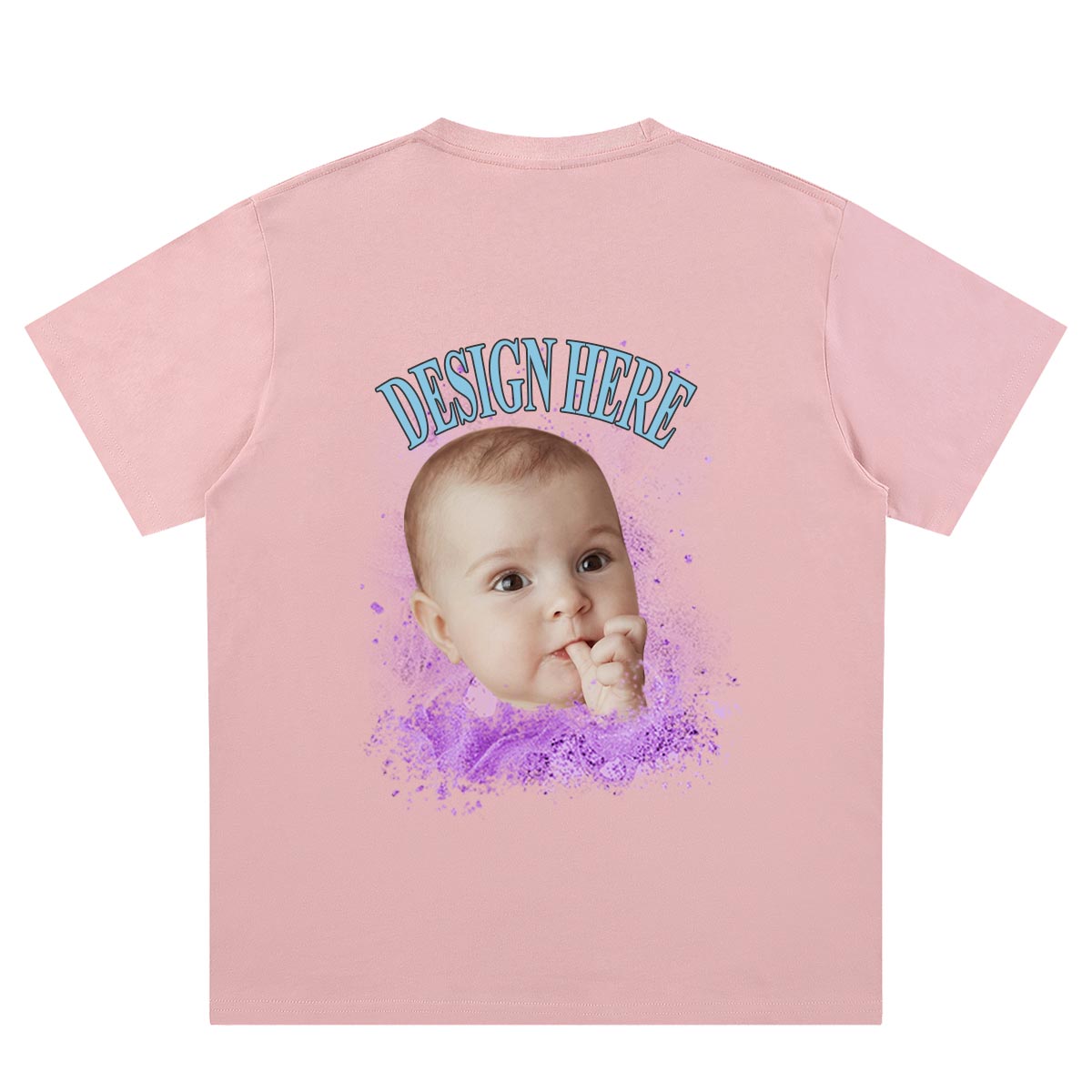 Pink Back Custom Photo and Text T-Shirts