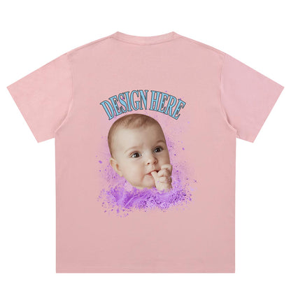 Pink Back Custom Photo and Text T-Shirts