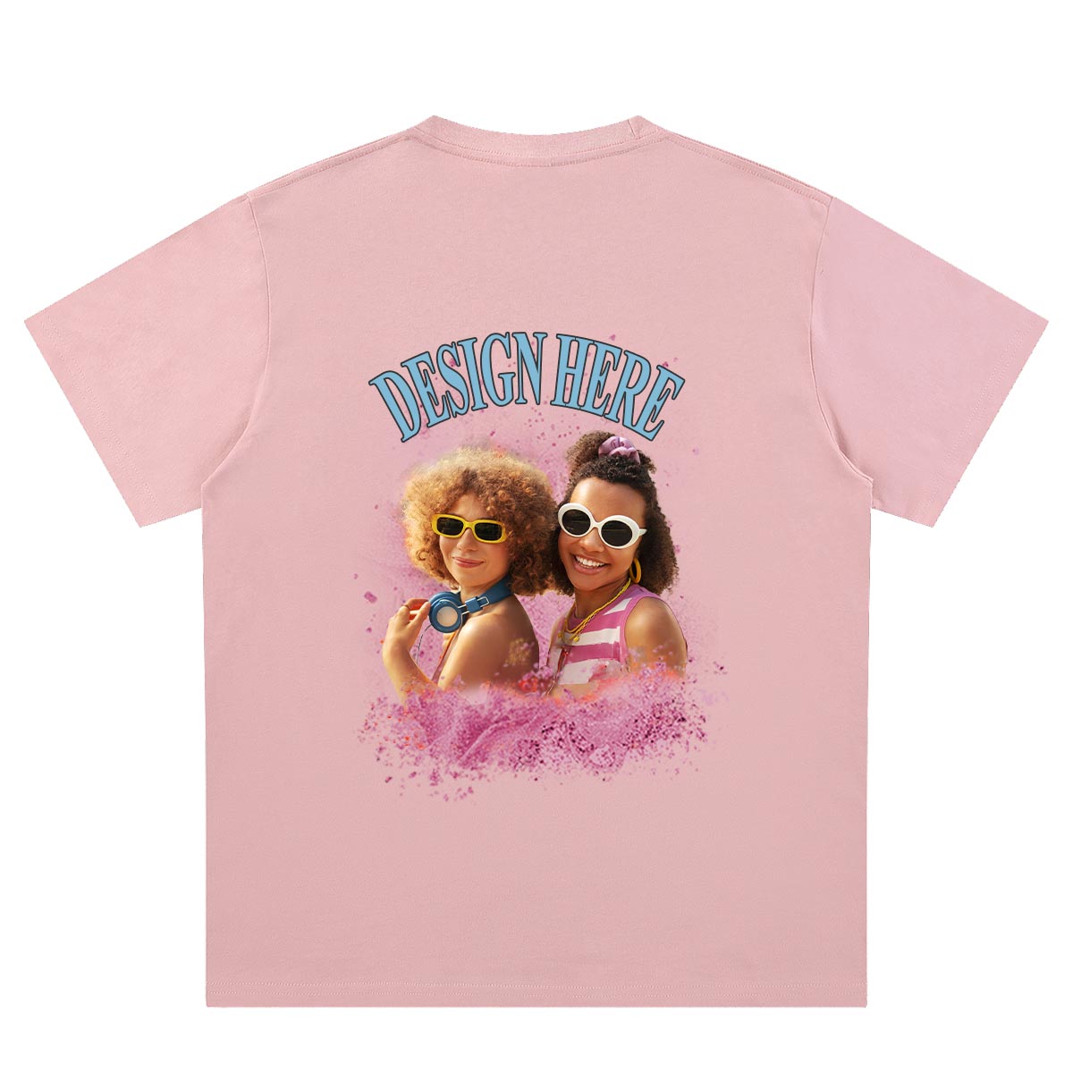 Pink Back Personalized Photo and Text T-Shirts
