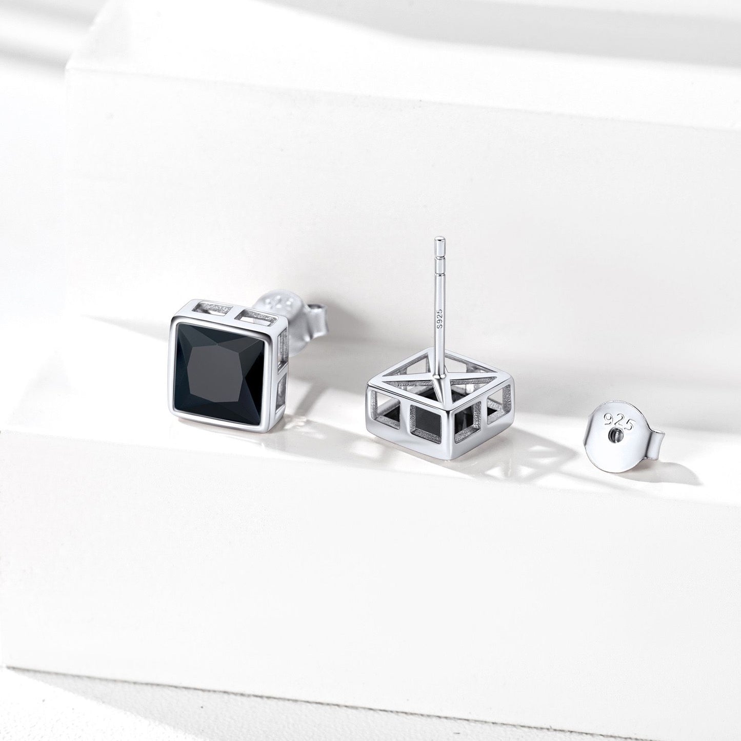 Princess Cut CZ Stud Earrings 925 Sterling Silver