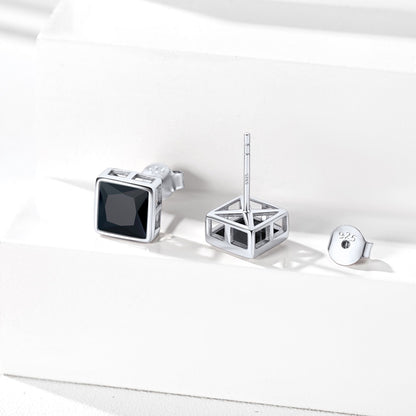 Princess Cut CZ Stud Earrings 925 Sterling Silver