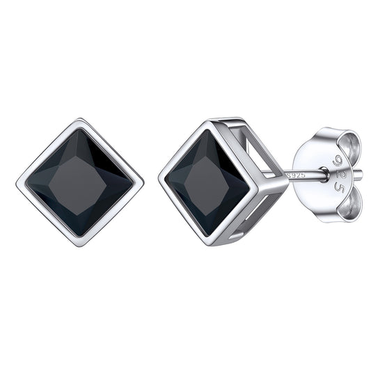 Princess Cut CZ Stud Earrings in 925 Sterling Silver
