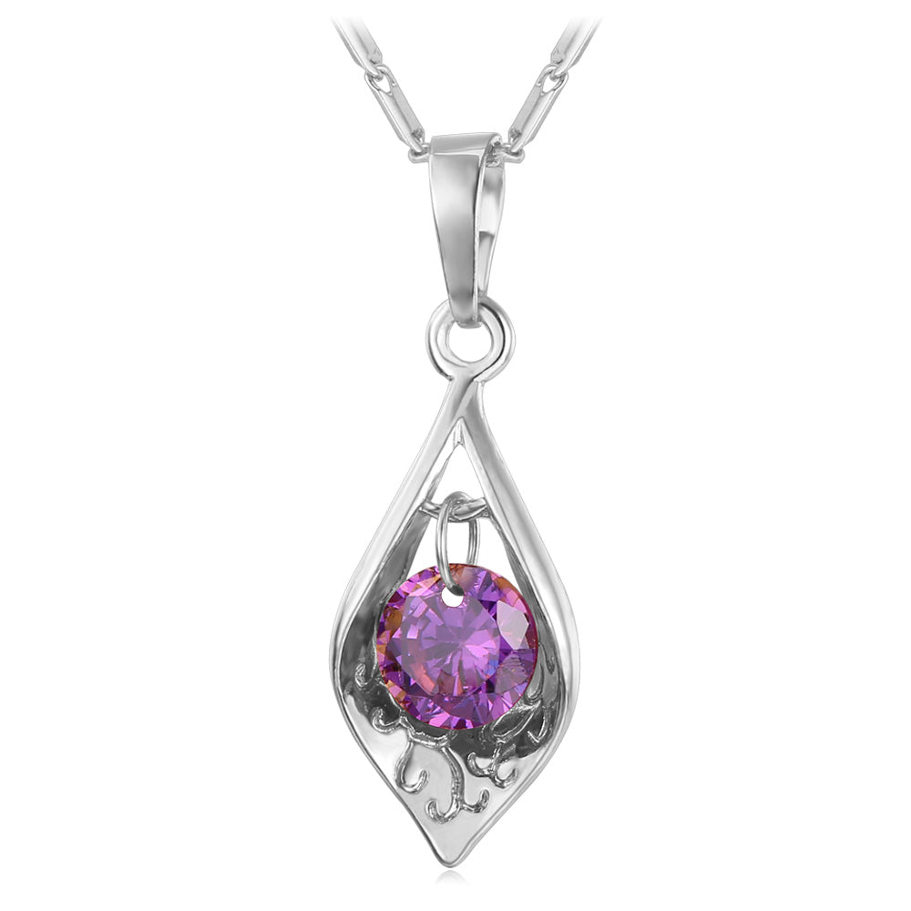 Purple Gemstone Pendant Necklace