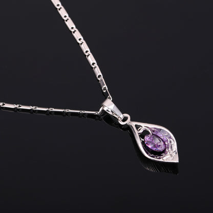 Purple Gemstone Pendant Necklace for Women