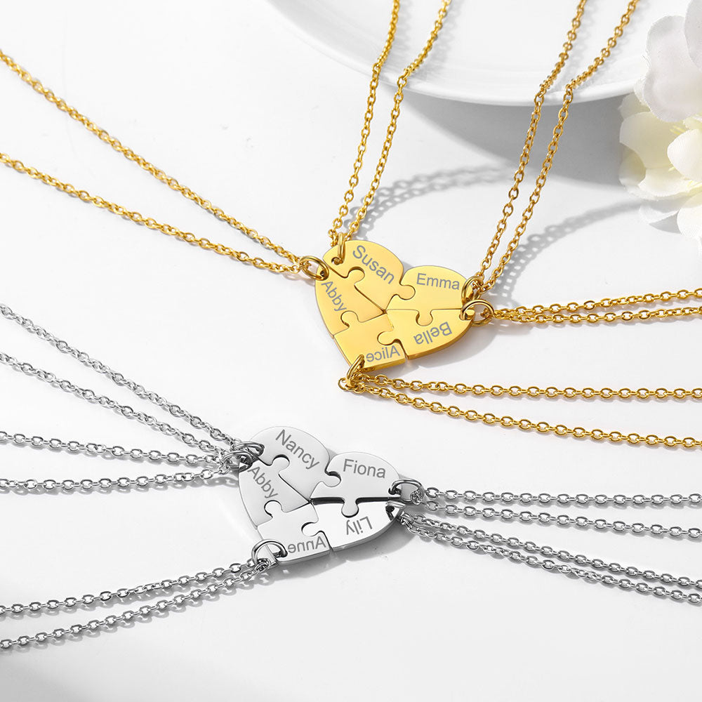 Puzzle Necklace Heart Engraved