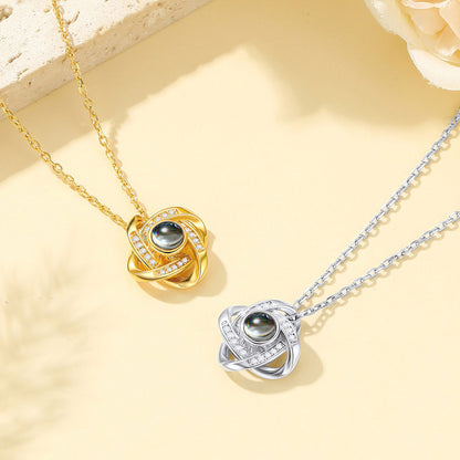 Quadruple Love Knot Photo Projection Necklace for Women
