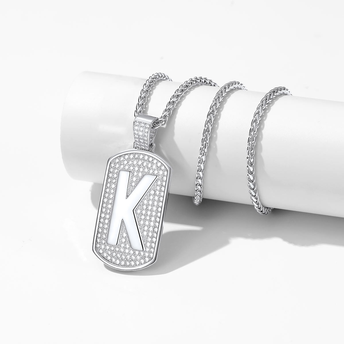 Bling Dog Tag A-Z Letter Necklaces for Men