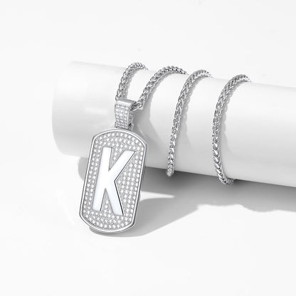 Bling Dog Tag A-Z Letter Necklaces for Men